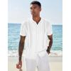 COOFANDY Men’s Knit Shirts Short Sleeve Button Down Polo Shirt Vintage Casual Beach Shirt Summer Tops(White)