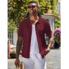 COOFANDY Men’s Knit Shirts Short Sleeve Button Down Polo Shirt Vintage Casual Beach Shirt Summer Tops(Wine Red)