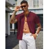 COOFANDY Men’s Knit Shirts Short Sleeve Button Down Polo Shirt Vintage Casual Beach Shirt Summer Tops(Wine Red)