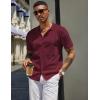 COOFANDY Men’s Knit Shirts Short Sleeve Button Down Polo Shirt Vintage Casual Beach Shirt Summer Tops(Wine Red)