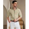 COOFANDY Men’s Long Sleeve Button Down Shirt Wrinkle Free Untucked Dress Shirt Casual Denim Shirt(Light Khaki)