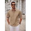 COOFANDY Men’s Long Sleeve Button Down Shirts Casual Untucked Dress Shirt Beach Wedding Shirts(Khaki)