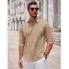 COOFANDY Men’s Long Sleeve Button Down Shirts Casual Untucked Dress Shirt Beach Wedding Shirts(Khaki)