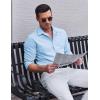 COOFANDY Men’s Long Sleeve Button Down Shirts Casual Untucked Dress Shirt Beach Wedding Shirts(Light Blue)