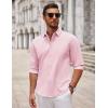 COOFANDY Men’s Long Sleeve Button Down Shirts Casual Untucked Dress Shirt Beach Wedding Shirts(Pink)