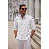 COOFANDY Men’s Long Sleeve Button Down Shirts Casual Untucked Dress Shirt Beach Wedding Shirts(Printed-shark)