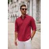 COOFANDY Men’s Long Sleeve Button Down Shirts Casual Untucked Dress Shirt Beach Wedding Shirts(Wine Red)