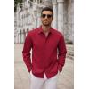 COOFANDY Men’s Long Sleeve Button Down Shirts Casual Untucked Dress Shirt Beach Wedding Shirts(Wine Red)