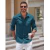 COOFANDY Mens Long Sleeve Button Down Shirts Casual Untucked Shirts for Men Dress Shirts Beach Wedding Shirts(Blue)