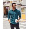 COOFANDY Mens Long Sleeve Button Down Shirts Casual Untucked Shirts for Men Dress Shirts Beach Wedding Shirts(Blue)