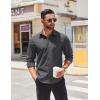 COOFANDY Mens Long Sleeve Button Down Shirts Casual Untucked Shirts for Men Dress Shirts Beach Wedding Shirts(Dark Grey)