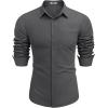 COOFANDY Mens Long Sleeve Button Down Shirts Casual Untucked Shirts for Men Dress Shirts Beach Wedding Shirts(Dark Grey)