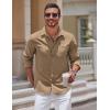 COOFANDY Mens Long Sleeve Button Down Shirts Casual Untucked Shirts for Men Dress Shirts Beach Wedding Shirts(Khaki)