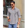 COOFANDY Mens Long Sleeve Button Down Shirts Casual Untucked Shirts for Men Dress Shirts Beach Wedding Shirts(Light Grey)