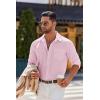 COOFANDY Mens Long Sleeve Button Down Shirts Casual Untucked Shirts for Men Dress Shirts Beach Wedding Shirts(Pink)