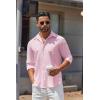 COOFANDY Mens Long Sleeve Button Down Shirts Casual Untucked Shirts for Men Dress Shirts Beach Wedding Shirts(Pink)