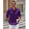 COOFANDY Mens Long Sleeve Button Down Shirts Casual Untucked Shirts for Men Dress Shirts Beach Wedding Shirts(Purple)