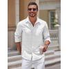 COOFANDY Mens Long Sleeve Button Down Shirts Casual Untucked Shirts for Men Dress Shirts Beach Wedding Shirts(White -Semicircle)