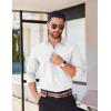 COOFANDY Mens Long Sleeve Button Down Shirts Casual Untucked Shirts for Men Dress Shirts Beach Wedding Shirts(White -Semicircle)