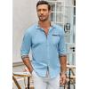 COOFANDY Men’s Long Sleeve Dress Shirt Plaid Collar Casual Button Down Shirts(Clear Blue)
