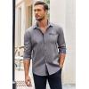 COOFANDY Men’s Long Sleeve Dress Shirt Plaid Collar Casual Button Down Shirts(Grey)