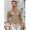 COOFANDY Men’s Long Sleeve Dress Shirt Plaid Collar Casual Button Down Shirts(Khaki)