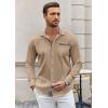COOFANDY Men’s Long Sleeve Dress Shirt Plaid Collar Casual Button Down Shirts(Khaki)
