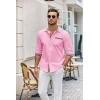 COOFANDY Men’s Long Sleeve Dress Shirt Plaid Collar Casual Button Down Shirts(Pink)