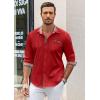 COOFANDY Men’s Long Sleeve Dress Shirt Plaid Collar Casual Button Down Shirts(Red)