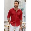 COOFANDY Men’s Long Sleeve Dress Shirt Plaid Collar Casual Button Down Shirts(Red)