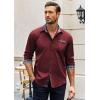 COOFANDY Men’s Long Sleeve Dress Shirt Plaid Collar Casual Button Down Shirts(Wine Red)