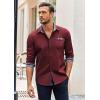 COOFANDY Men’s Long Sleeve Dress Shirt Plaid Collar Casual Button Down Shirts(Wine Red)