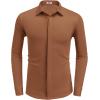 COOFANDY Mens Long Sleeve Wrinkle Free Shirts Casual Button Down Shirt Stretch Dress Shirt(Brown)