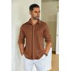 COOFANDY Mens Long Sleeve Wrinkle Free Shirts Casual Button Down Shirt Stretch Dress Shirt(Brown)