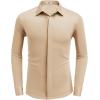 COOFANDY Mens Long Sleeve Wrinkle Free Shirts Casual Button Down Shirt Stretch Dress Shirt(Khaki)