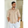 COOFANDY Mens Long Sleeve Wrinkle Free Shirts Casual Button Down Shirt Stretch Dress Shirt(Khaki)