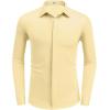 COOFANDY Mens Long Sleeve Wrinkle Free Shirts Casual Button Down Shirt Stretch Dress Shirt(Light Khaki)