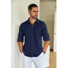 COOFANDY Mens Long Sleeve Wrinkle Free Shirts Casual Button Down Shirt Stretch Dress Shirt(Navy Blue)