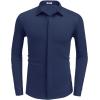 COOFANDY Mens Long Sleeve Wrinkle Free Shirts Casual Button Down Shirt Stretch Dress Shirt(Navy Blue)