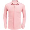 COOFANDY Mens Long Sleeve Wrinkle Free Shirts Casual Button Down Shirt Stretch Dress Shirt(Pink)