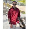 COOFANDY Mens Long Sleeve Wrinkle Free Shirts Casual Button Down Shirt Stretch Dress Shirt(Wine Red)