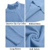 COOFANDY Men’s Quarter Zip Sweaters Slim Fit Mock Neck Pullover Sweaters Lightweight Knitted Polo Sweater(Blue)