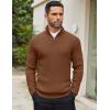 COOFANDY Men’s Quarter Zip Sweaters Slim Fit Mock Neck Pullover Sweaters Lightweight Knitted Polo Sweater(Brown)