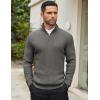 COOFANDY Men’s Quarter Zip Sweaters Slim Fit Mock Neck Pullover Sweaters Lightweight Knitted Polo Sweater(Dark Grey)