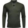 COOFANDY Men’s Quarter Zip Sweaters Slim Fit Mock Neck Pullover Sweaters Lightweight Knitted Polo Sweater(Deep Green)