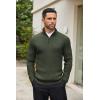 COOFANDY Men’s Quarter Zip Sweaters Slim Fit Mock Neck Pullover Sweaters Lightweight Knitted Polo Sweater(Deep Green)