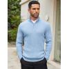 COOFANDY Men’s Quarter Zip Sweaters Slim Fit Mock Neck Pullover Sweaters Lightweight Knitted Polo Sweater(Light Blue)