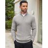 COOFANDY Men’s Quarter Zip Sweaters Slim Fit Mock Neck Pullover Sweaters Lightweight Knitted Polo Sweater(Light Grey)