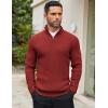 COOFANDY Men’s Quarter Zip Sweaters Slim Fit Mock Neck Pullover Sweaters Lightweight Knitted Polo Sweater(Red)