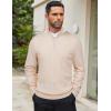 COOFANDY Men’s Quarter Zip Sweaters Slim Fit Mock Neck Pullover Sweaters Lightweight Knitted Polo Sweater(Ribbed Beige)